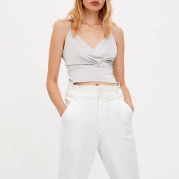 ZARA Cowl Neck Crop Top Light Silver Size Small (like new) - Picture 2 of 7